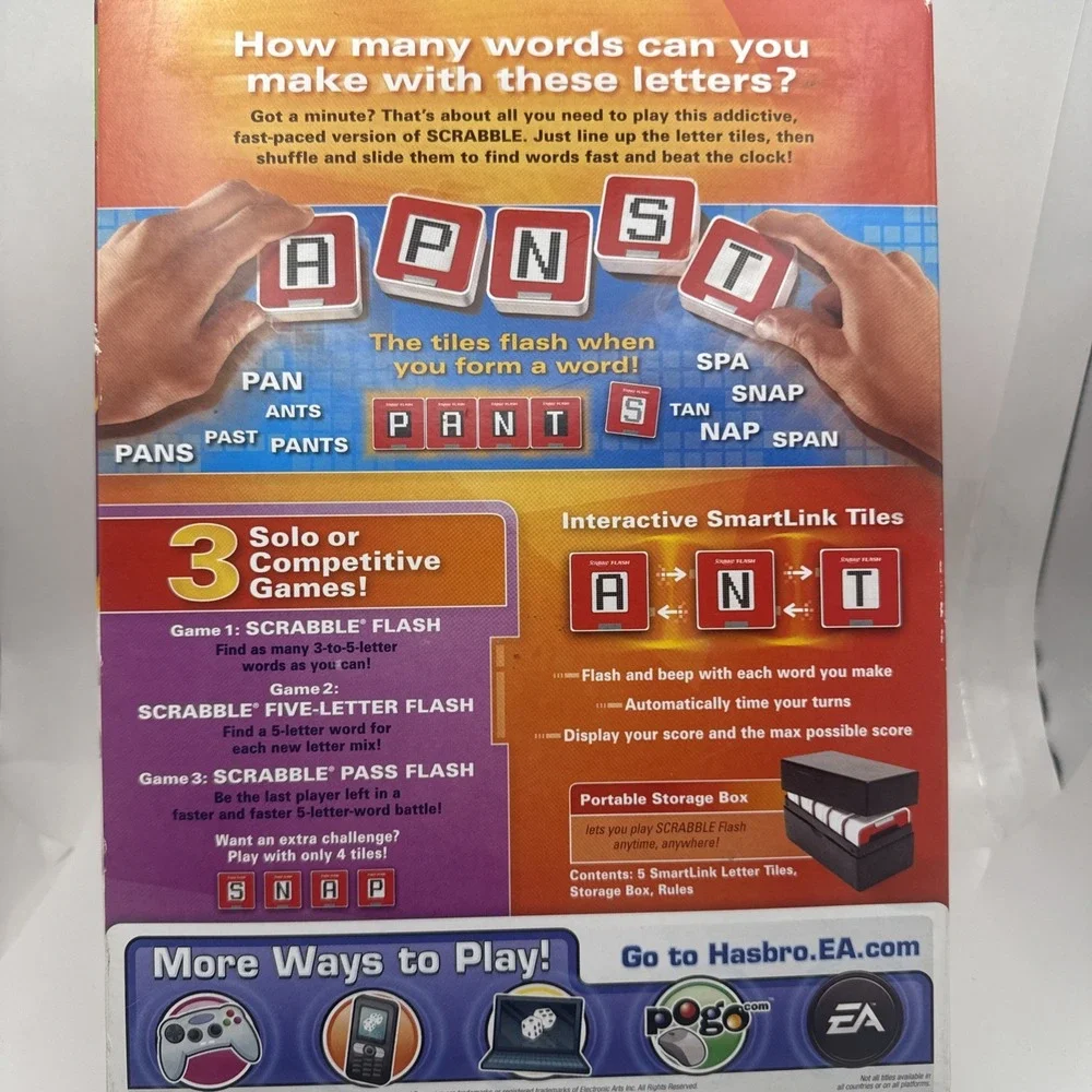 2010 Hasbro Scrabble Flash Electronic Word Family Age 8+ Game New Sealed